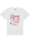 GANNI Basic Jersey Bunnies Relaxed T-Shirt - Bright White