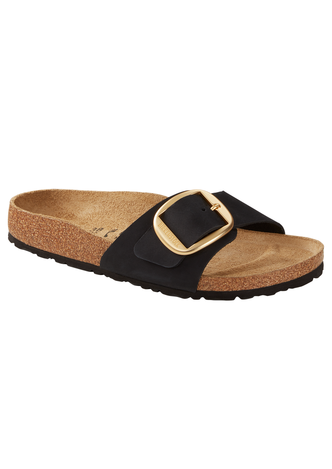 Madrid Big Buckle Nubuk Leather Narrow - Svart