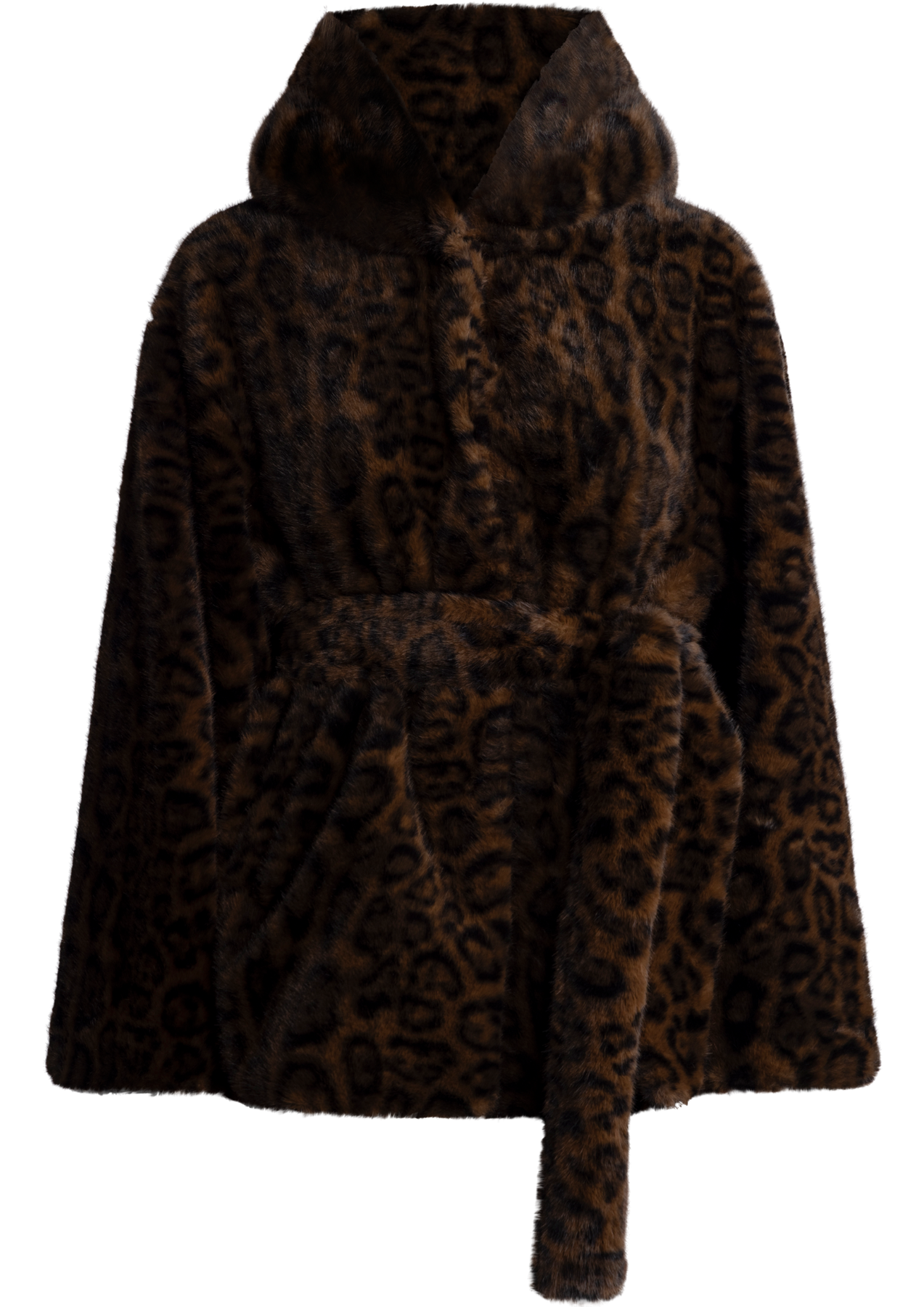 Fran Leo Faux Fur Jacket - Brun Leopard