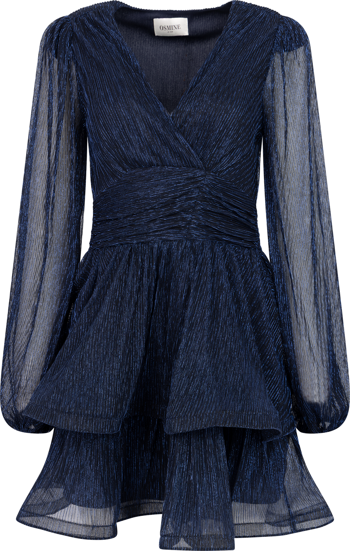 Jade Wave Plisse Dress - Navy