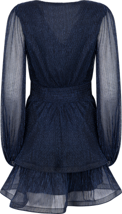 Jade Wave Plisse Dress - Navy