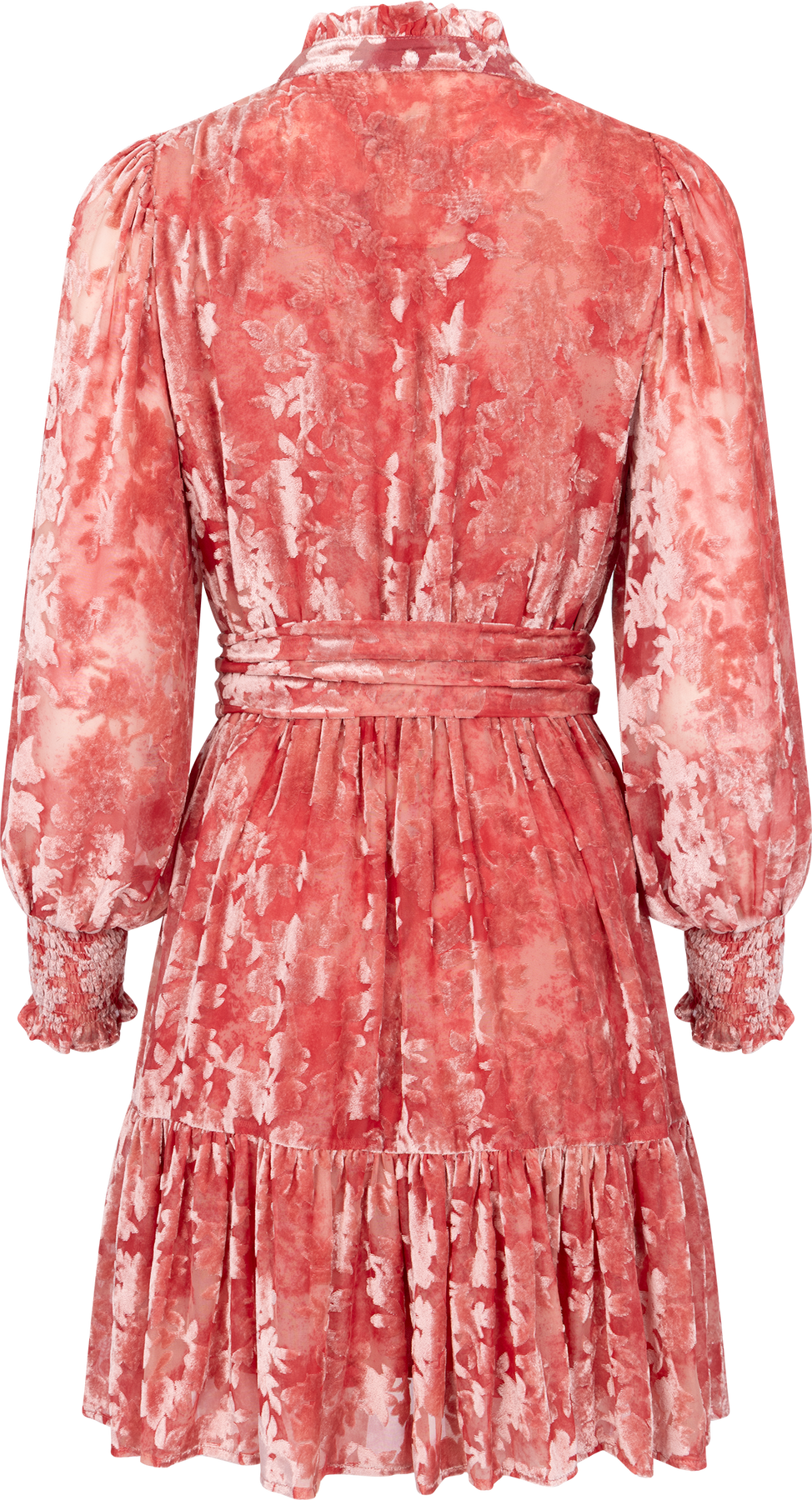 Saga Wide Velvet Flower Dress - Rosa Blomster