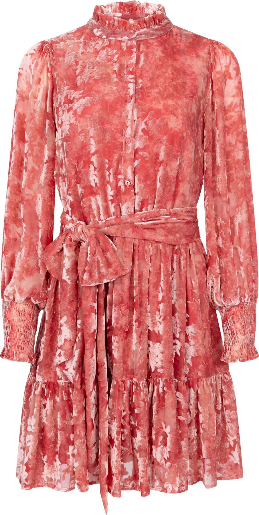 Saga Wide Velvet Flower Dress - Rosa Blomster
