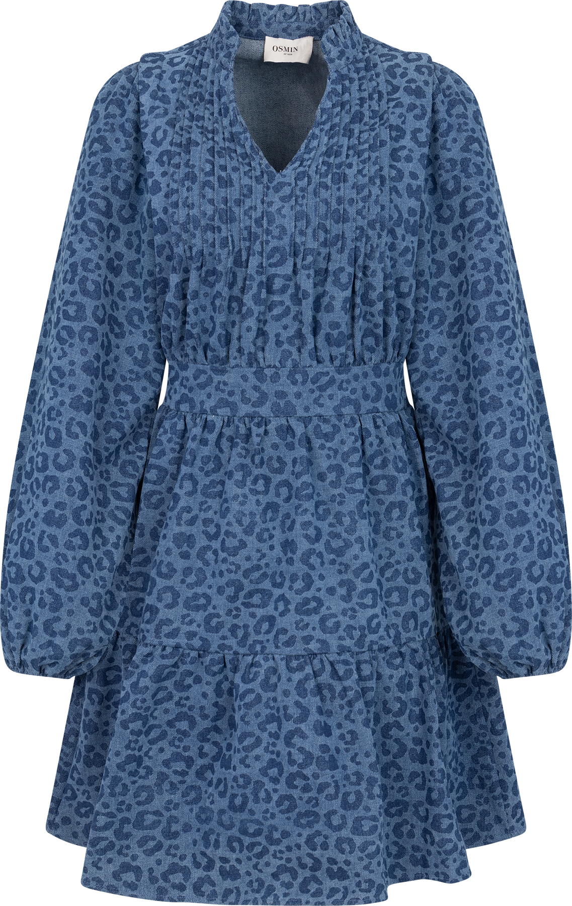 Evina Denim Leo Dress - Blue Leopard