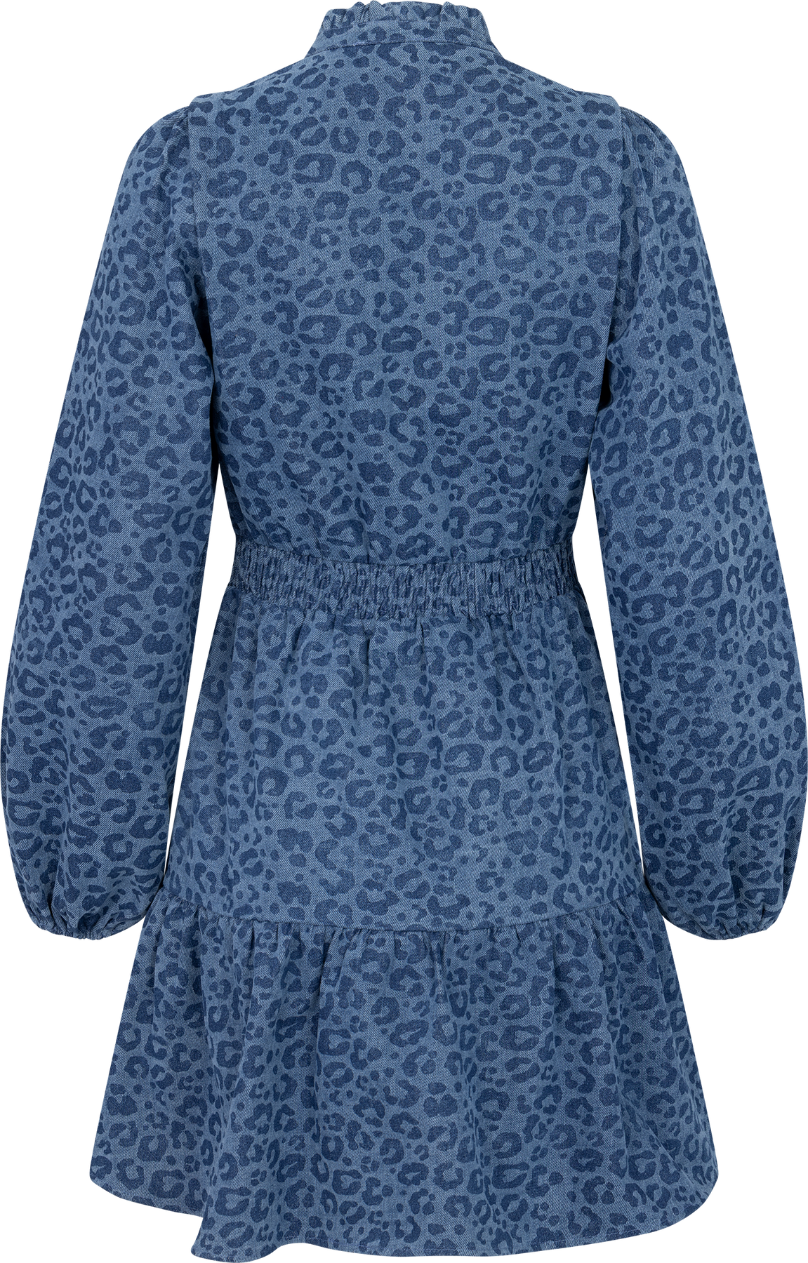 Evina Denim Leo Dress - Blue Leopard