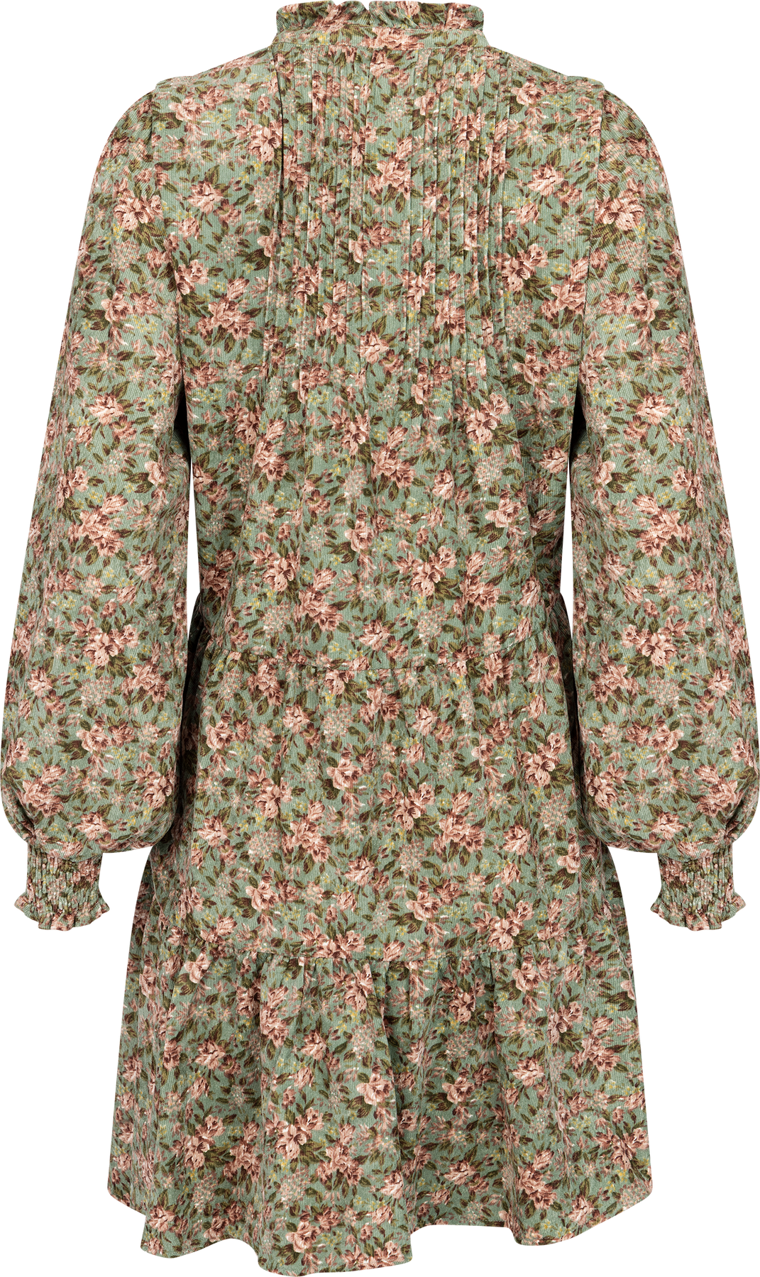 Embla Cord Floral Dress - Green Flower