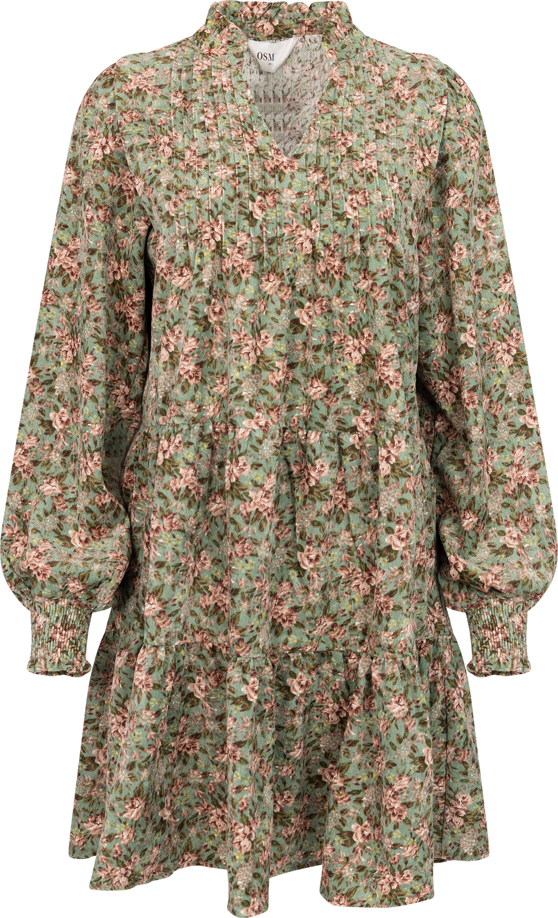 Embla Cord Floral Dress - Green Flower