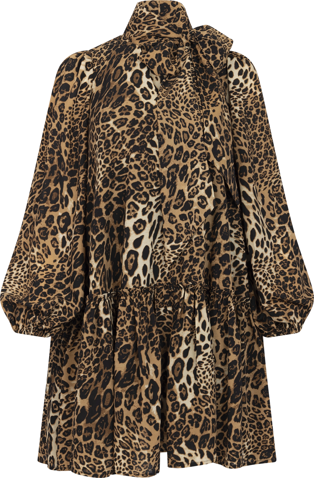 Jofrid Bow Mini Dress - Leopard