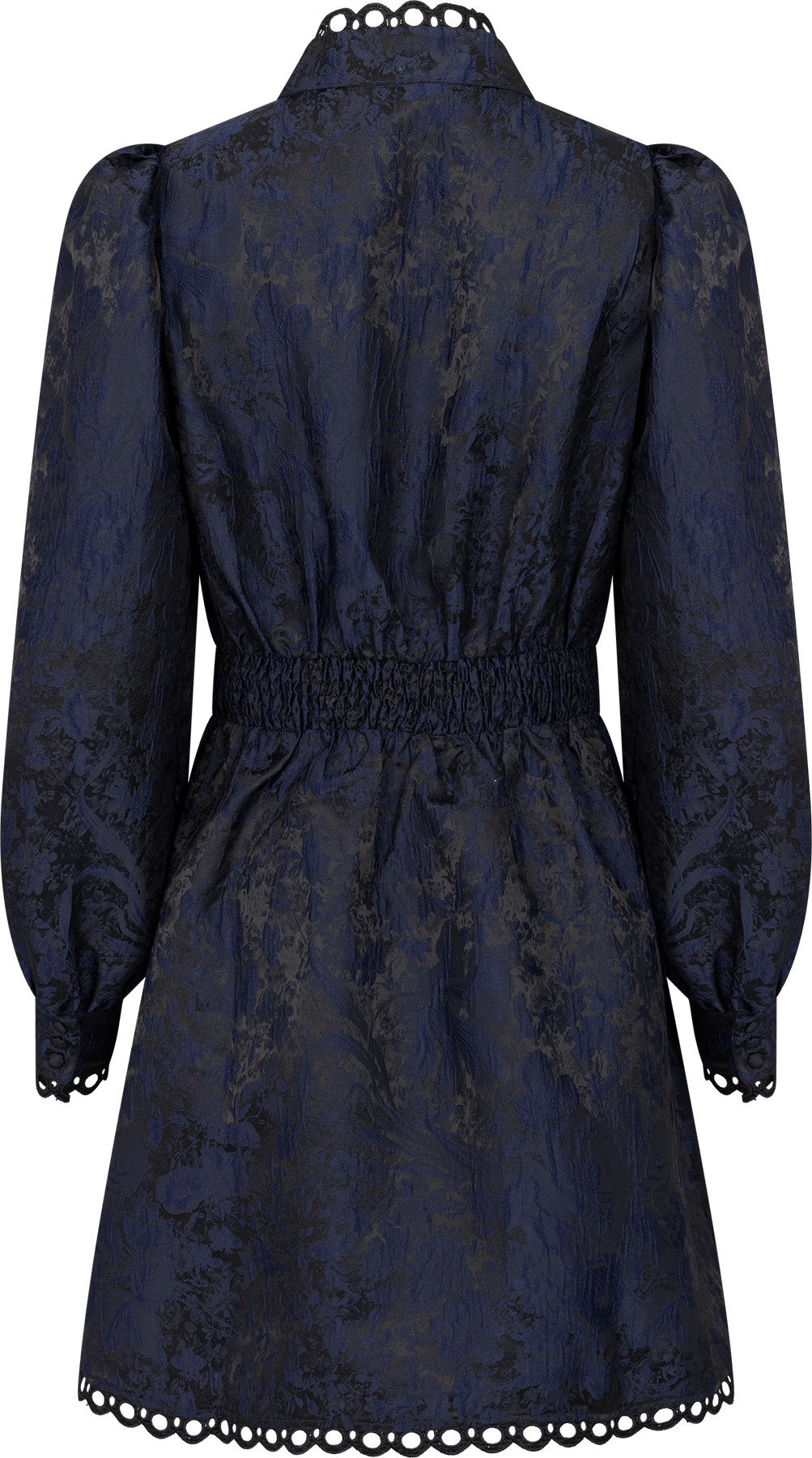 Bergine Brocade Pattern Dress - Mörkblå
