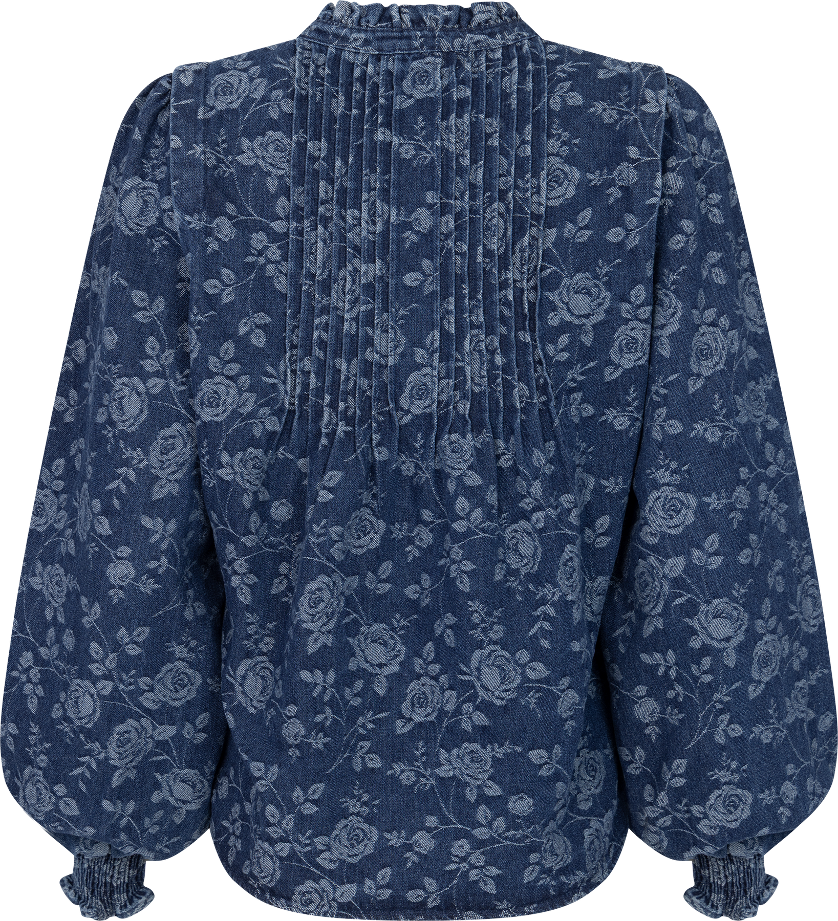 Emma Denim Jacquard Blus - Blue Flower
