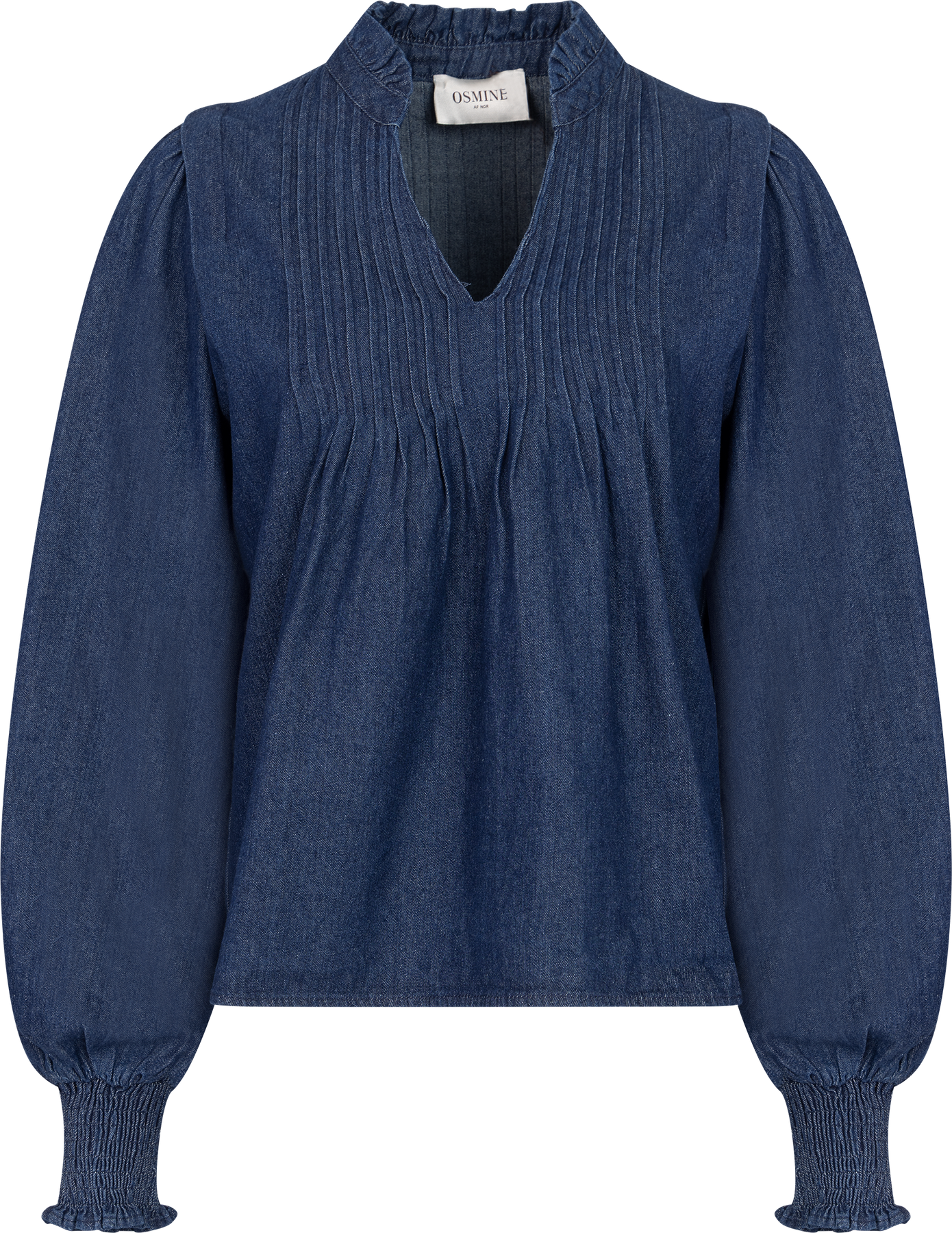 Emma Denim Solid Blus - Blå