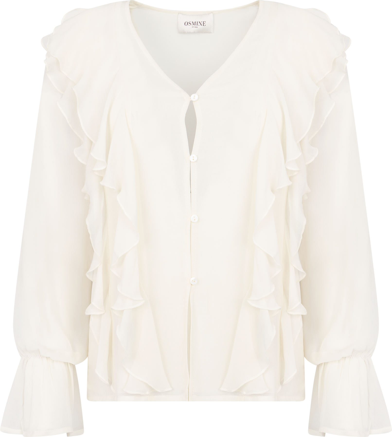 Hellvi Ruffle Chiffon Blus - Creme