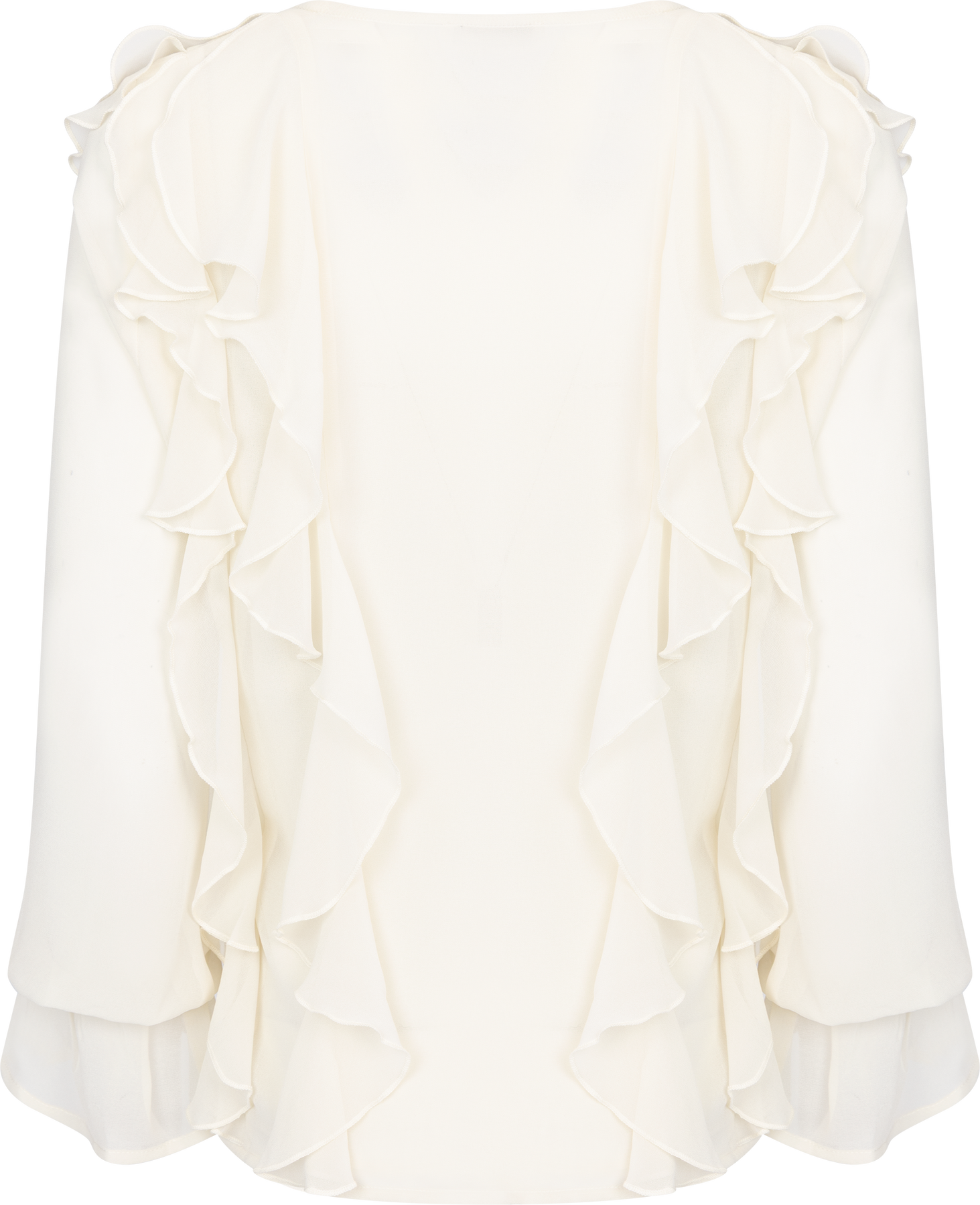 Hellvi Ruffle Chiffon Blus - Creme