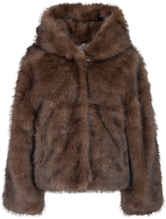 Astrid Faux Fur Jacket - Chocolate Brown