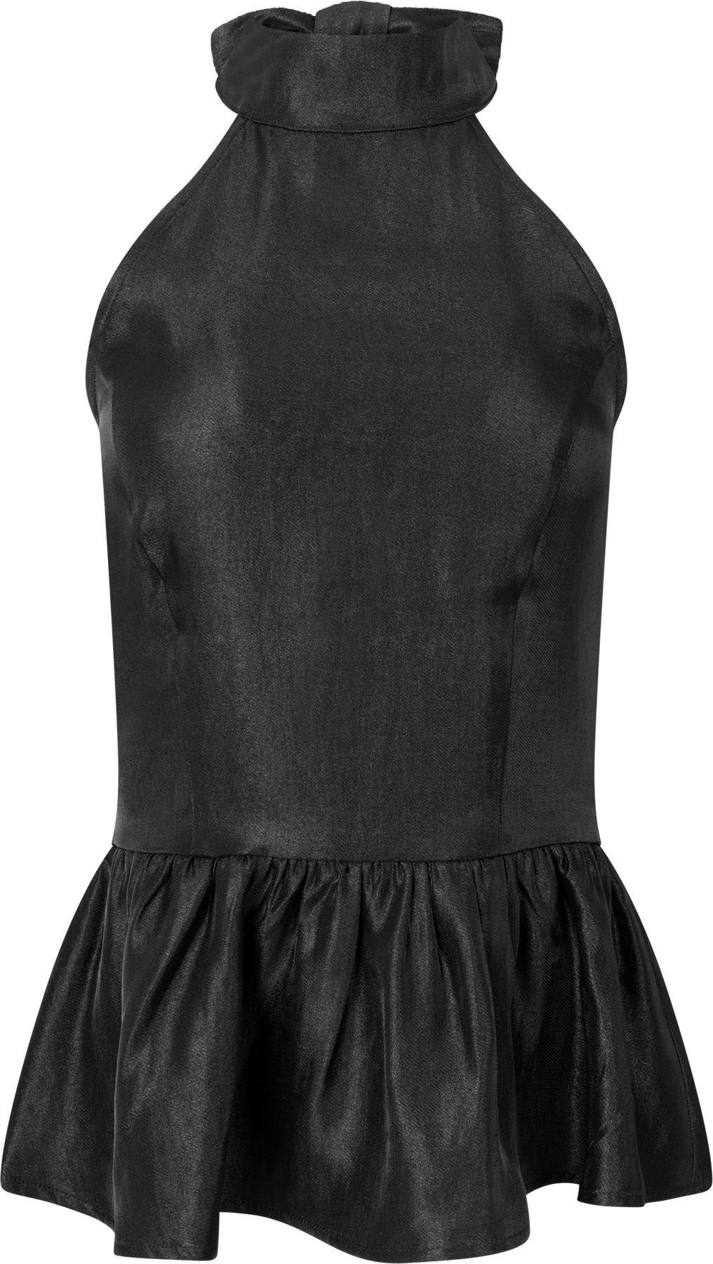 Betty Peplum Halter Neck Top - Svart