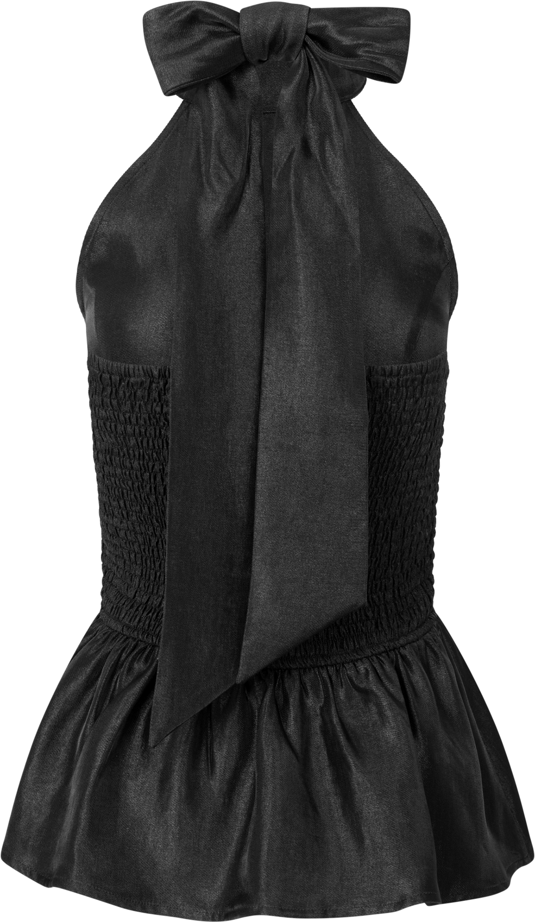 Betty Peplum Halter Neck Top - Svart