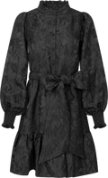 Saga Wide Brocade Dress - Svart