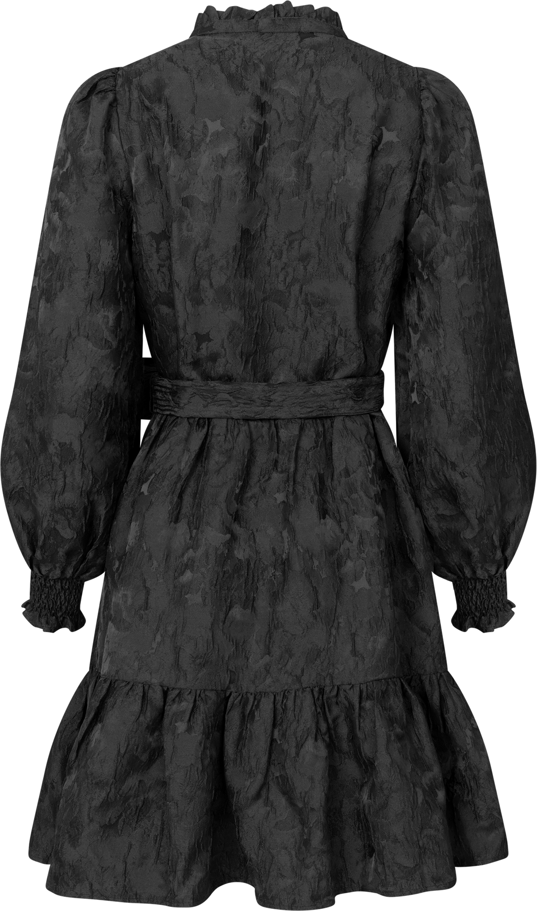 Saga Wide Brocade Dress - Svart