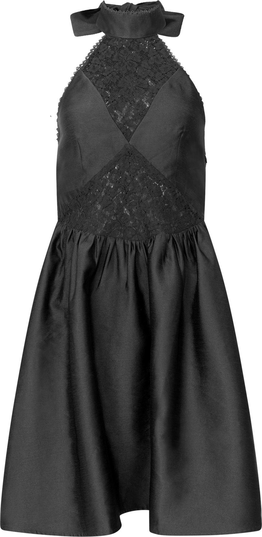 Swan Halter Mini Dress - Black