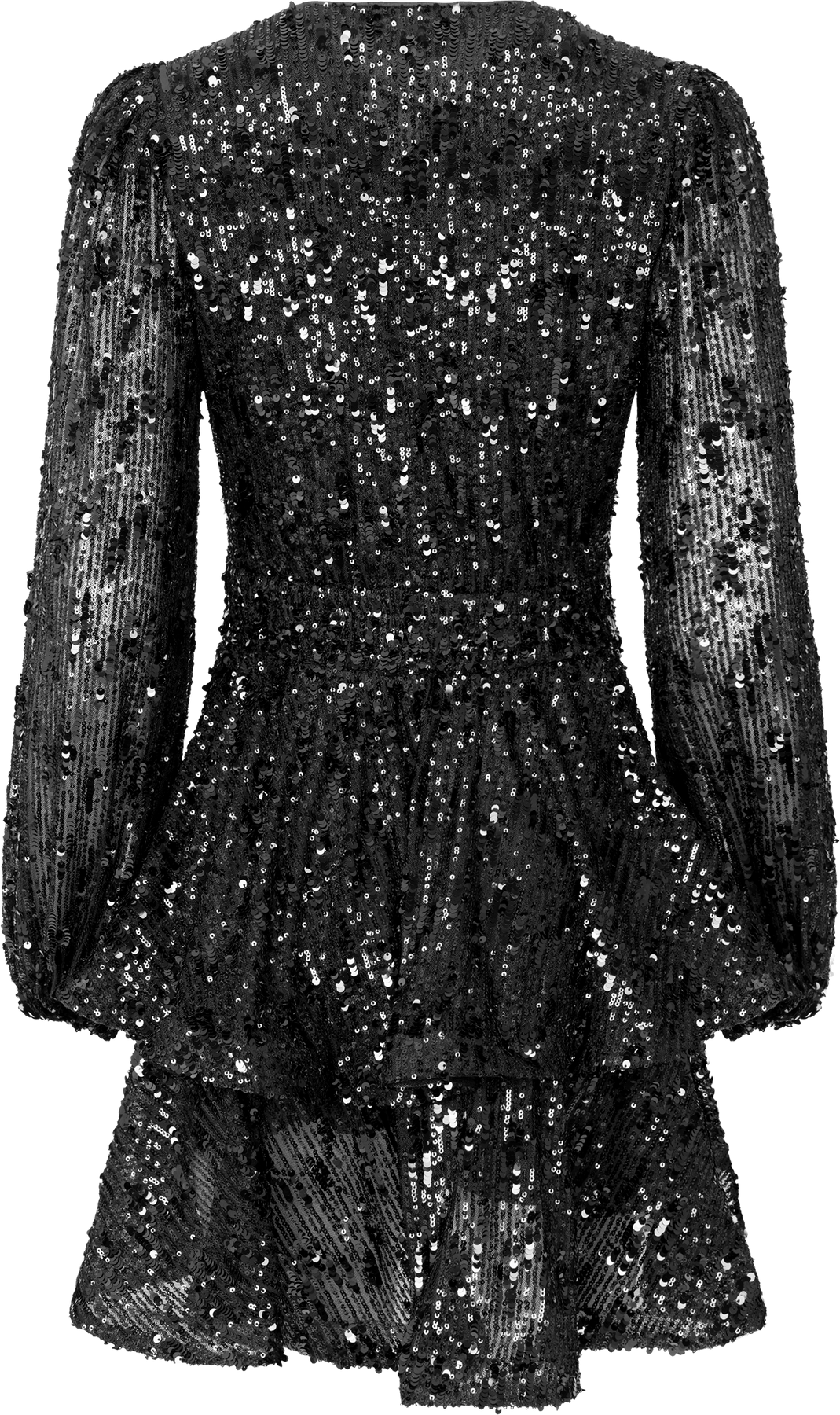 Jade Wave Sequins Solid Dress - Black