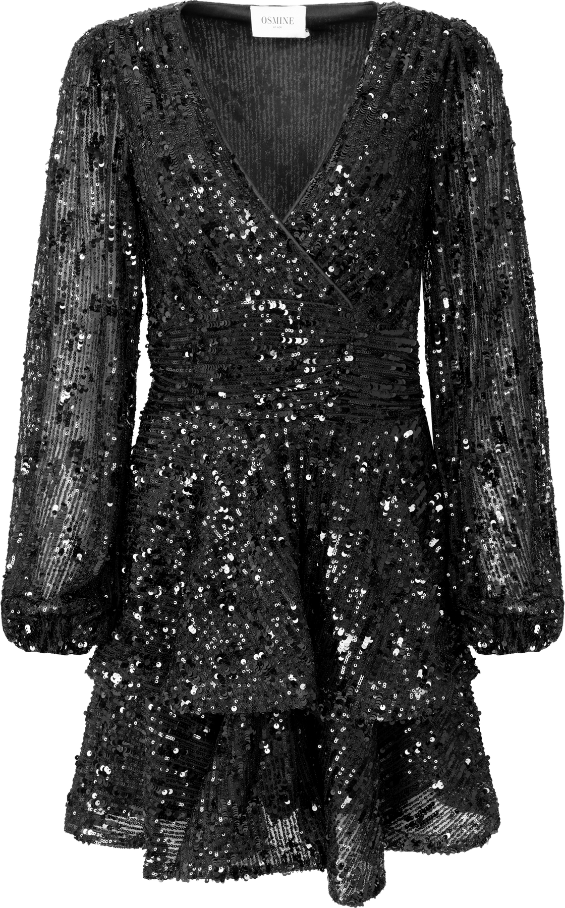 Jade Wave Sequins Solid Dress - Black