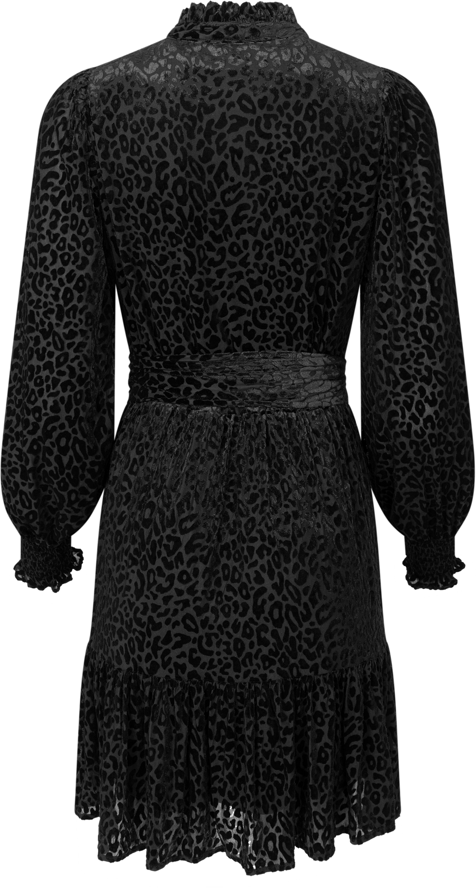 Saga Wide Velvet Leo Klänning - Svart Leopard