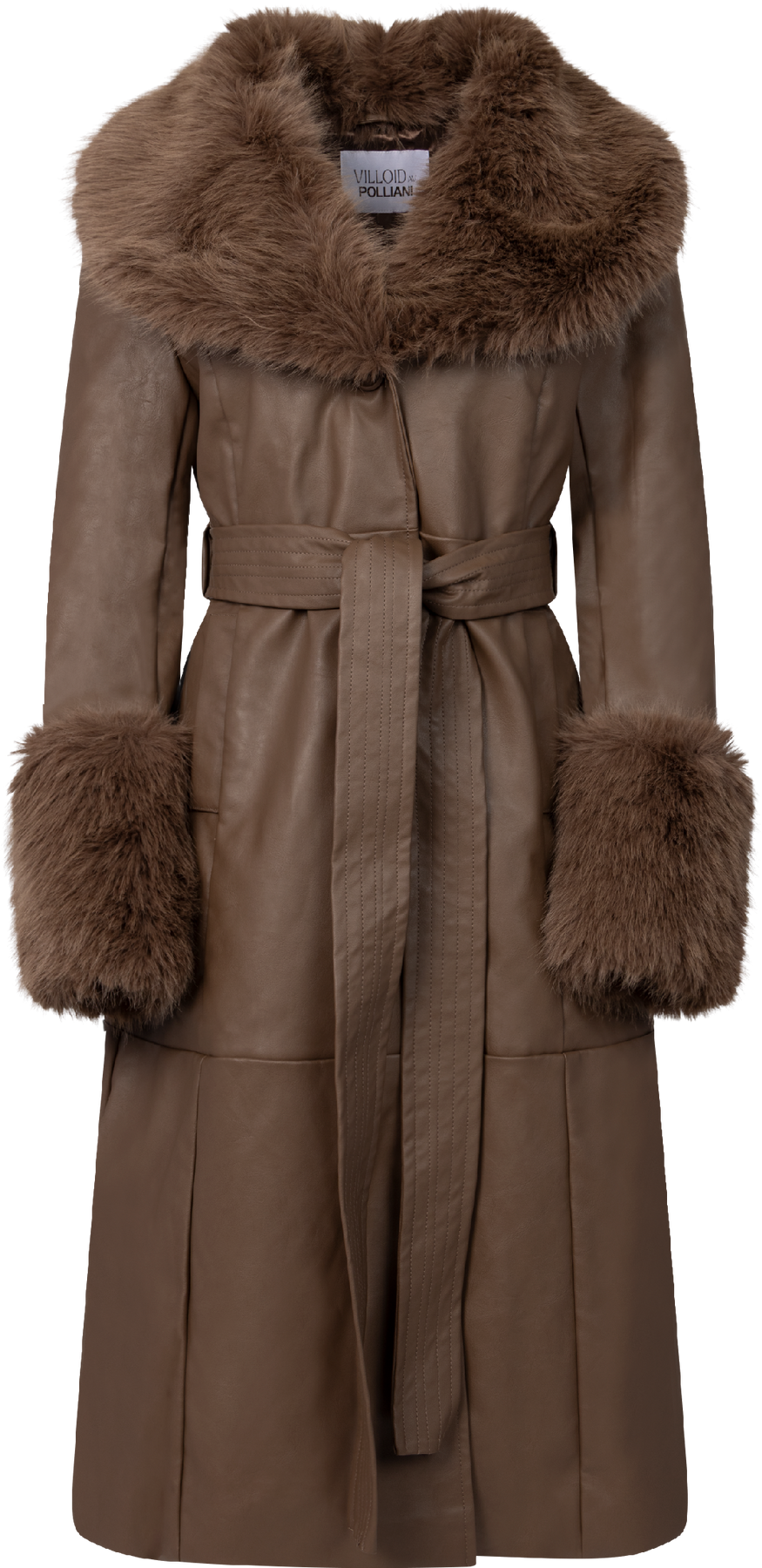 Renee Faux Leather Coat - Ljusbrun
