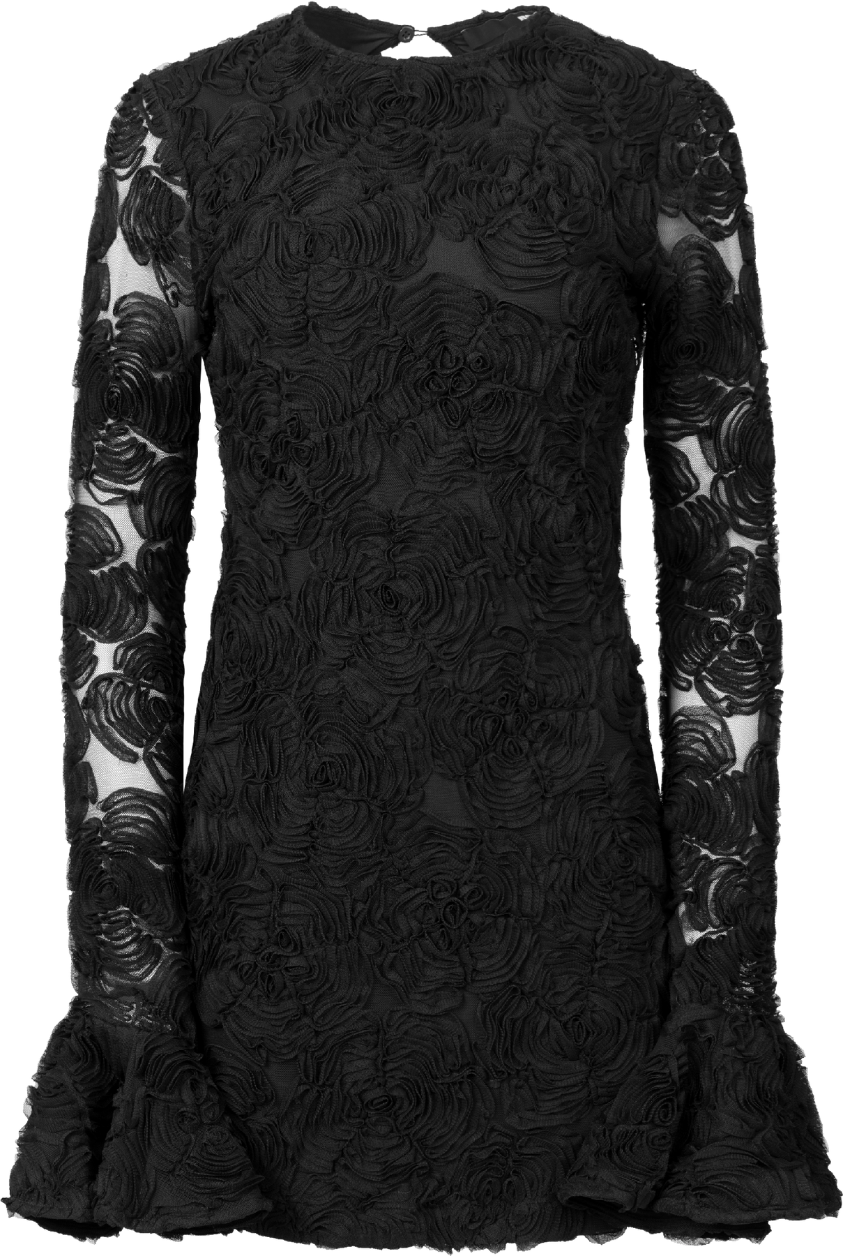 Flower Mesh Mini Dress - Svart