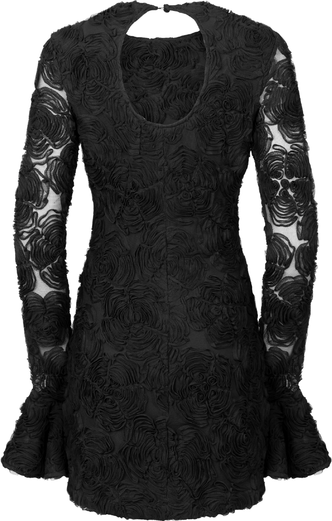 Flower Mesh Mini Dress - Svart