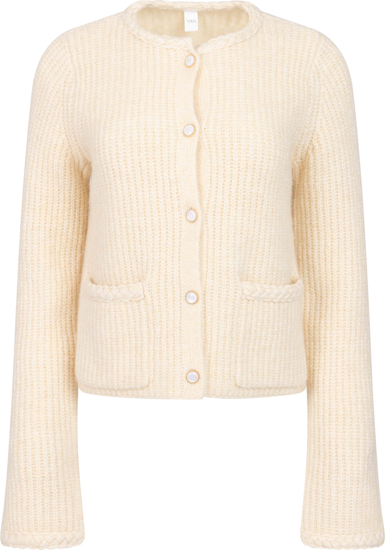 Y.A.S Yasemilie Ls Knit Cardigan - Sandshell Gold Buttons