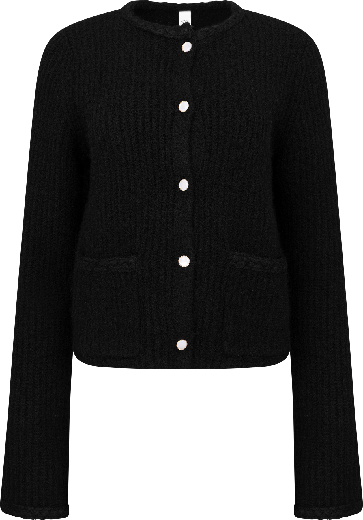 Y.A.S Yasemilie Ls Knit Kofta - Svart / Guldknappar