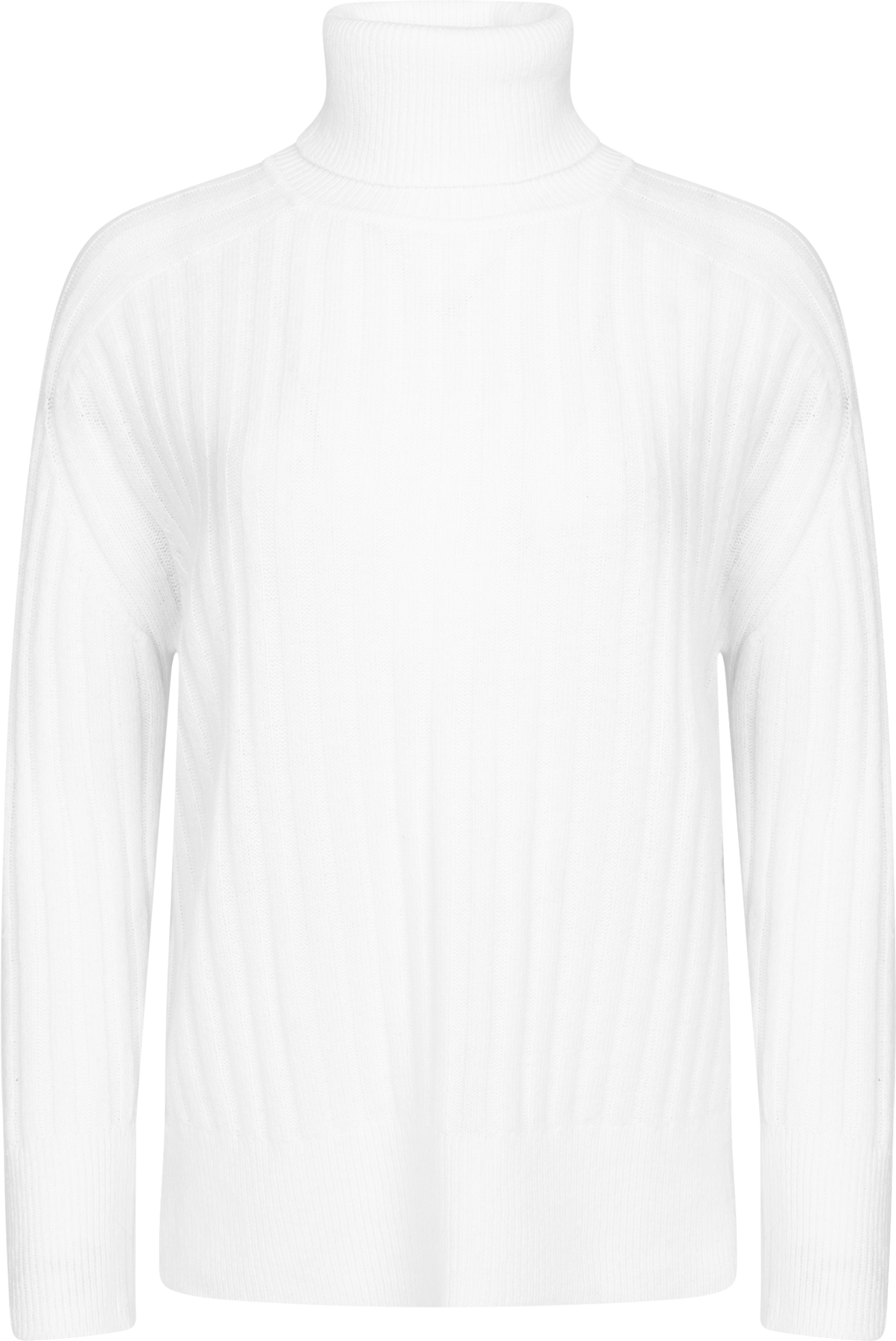 Wool Ribbed Turtleneck - Gräddvit