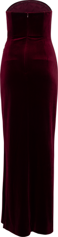 Velvet Bandeau Maxiklänning - Burgundy
