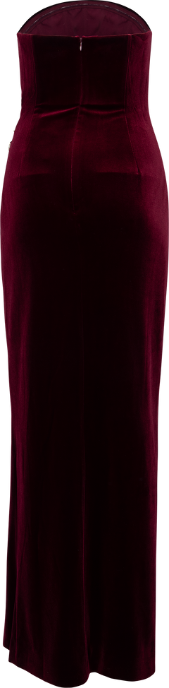 Velvet Bandeau Maxi Dress - Burgundy