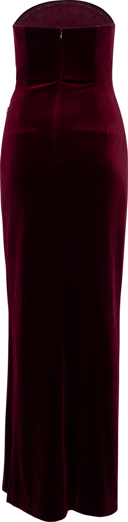 Velvet Bandeau Maxiklänning - Burgundy