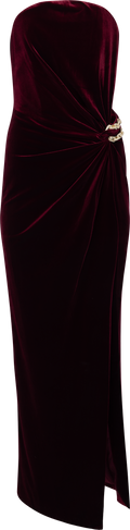 Velvet Bandeau Maxiklänning - Burgundy