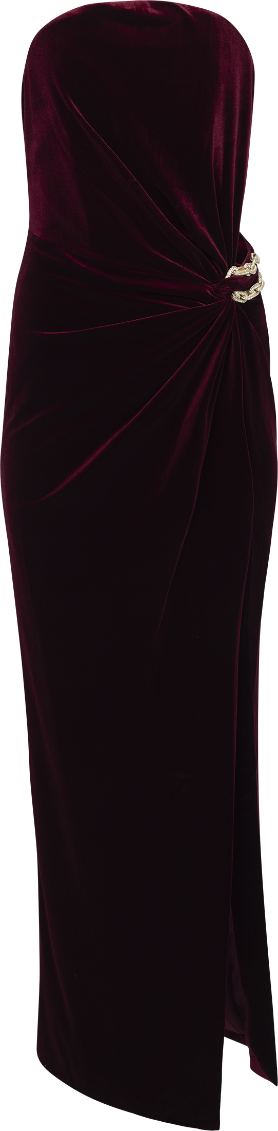 Velvet Bandeau Maxi Dress - Burgundy