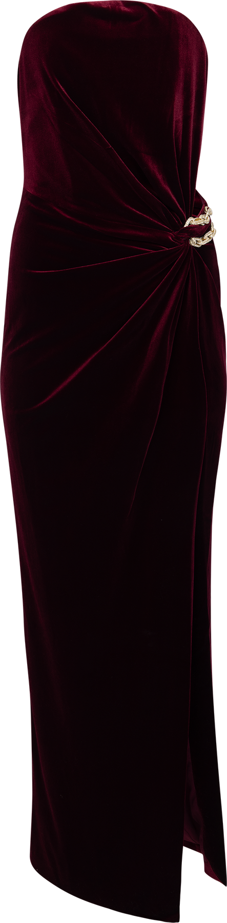 Velvet Bandeau Maxiklänning - Burgundy