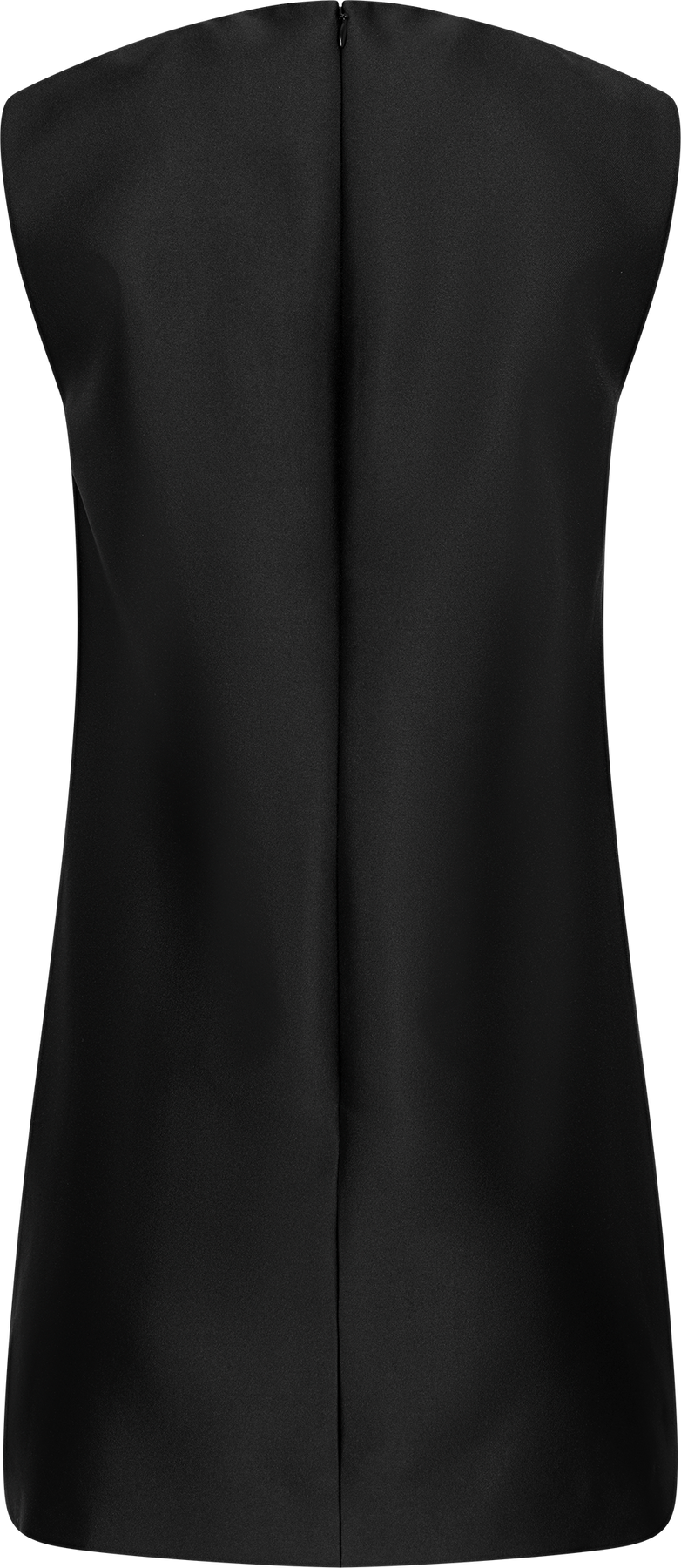 Taffeta Embellished Trim Mini Dress - Black