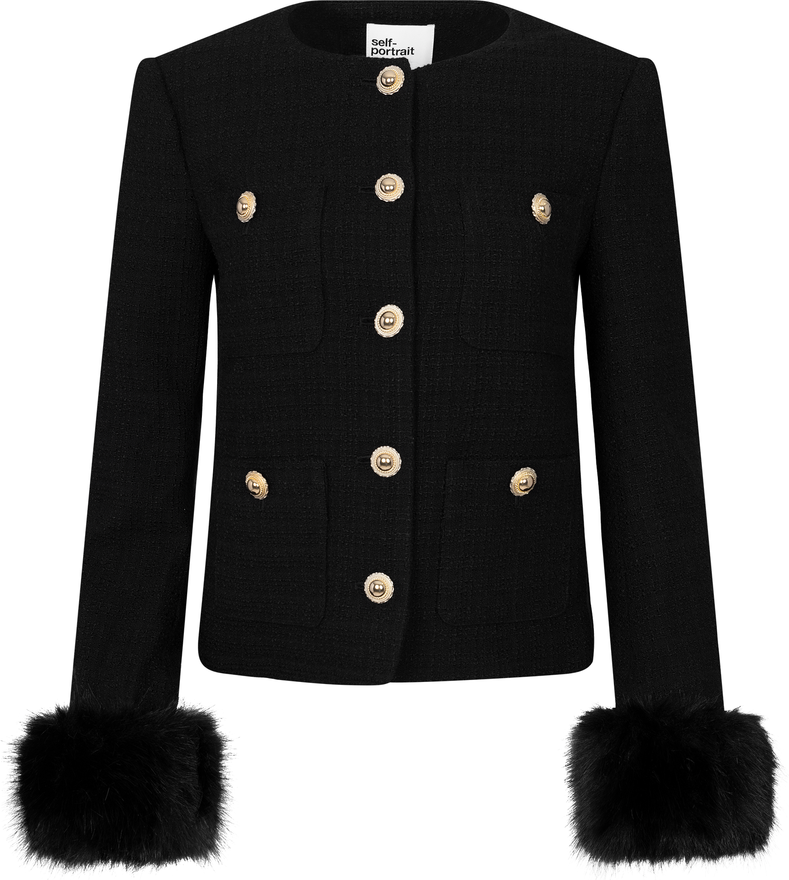 Boucle Fur Cuff Jacket - Svart
