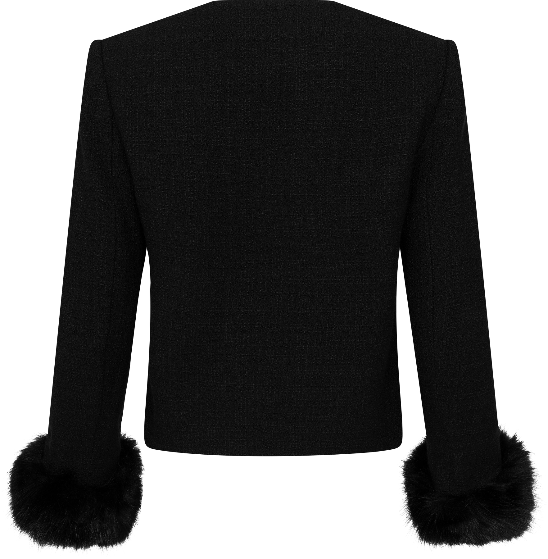Boucle Fur Cuff Jacket - Svart