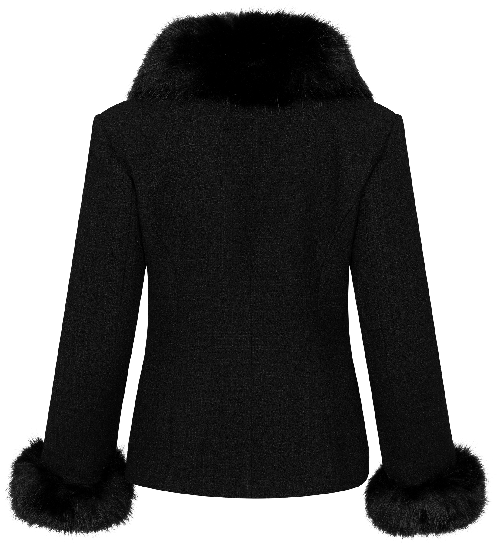 Tailored Bouclé Fur Jacket - Svart