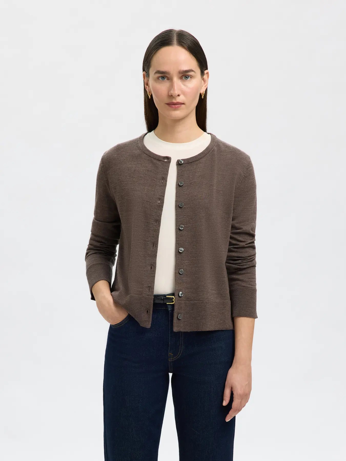 Thea Ls Knit Merino Kofta - Delicioso