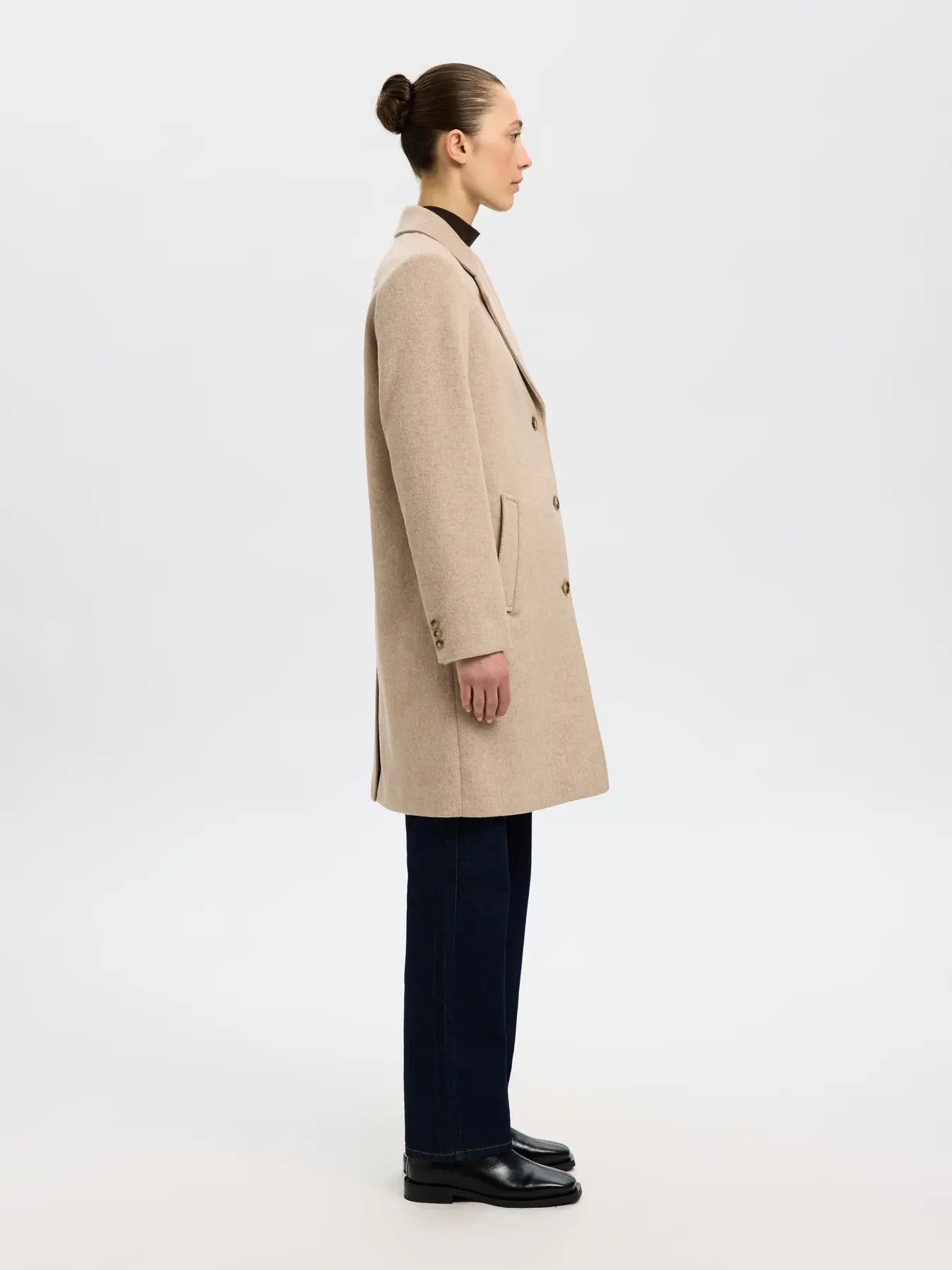 Sasja Wool Blend Coat - Sandshell Melange