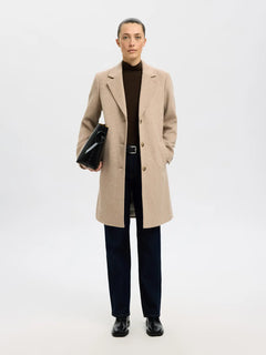 Sasja Wool Blend Coat - Sandshell Melange