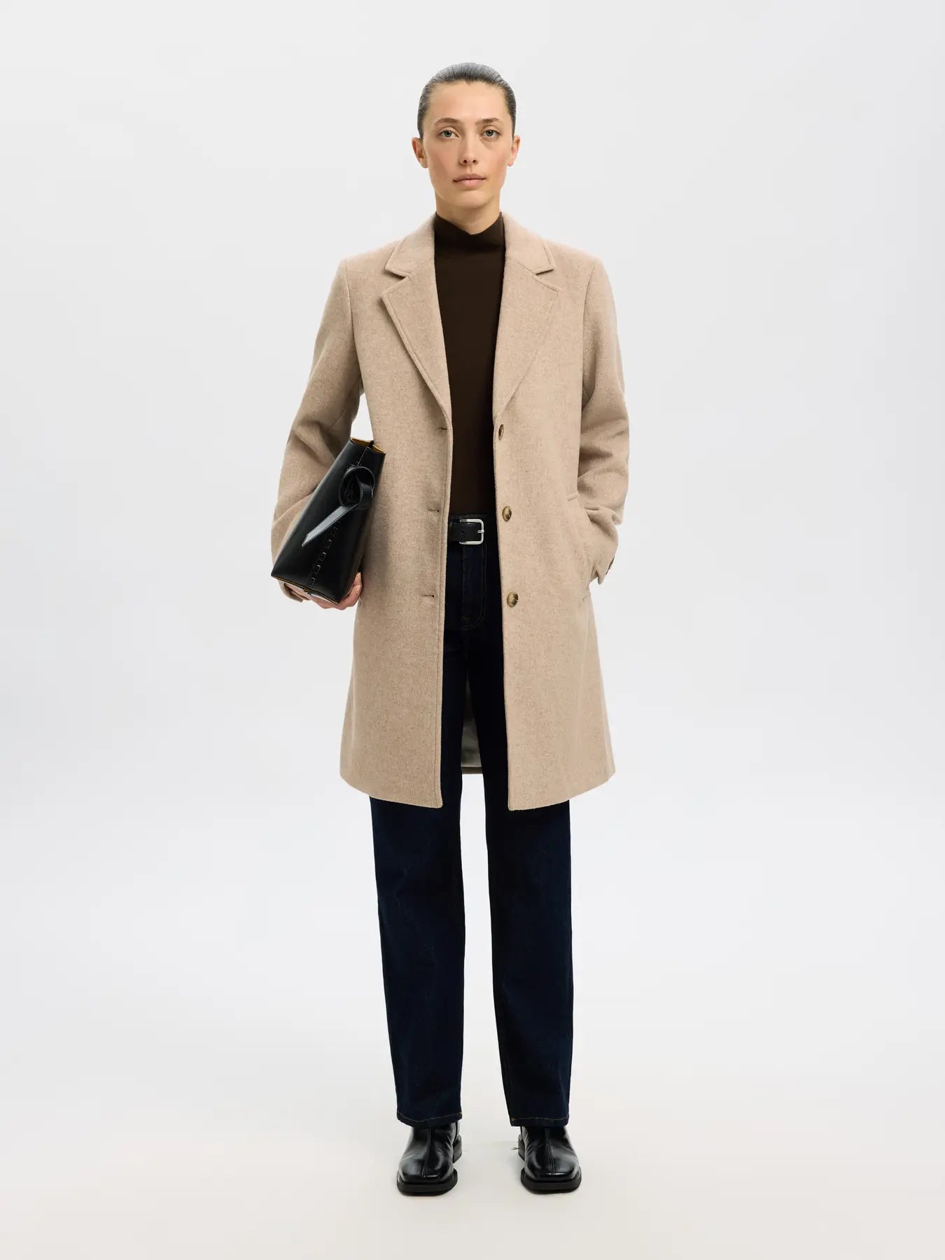 Sasja Wool Blend Coat - Sandshell Melange