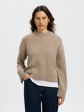 Cille Cashmere Blend Ls Knit O-Neck - Irish Cream