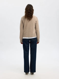 Cille Cashmere Blend Ls Knit O-Neck - Irish Cream