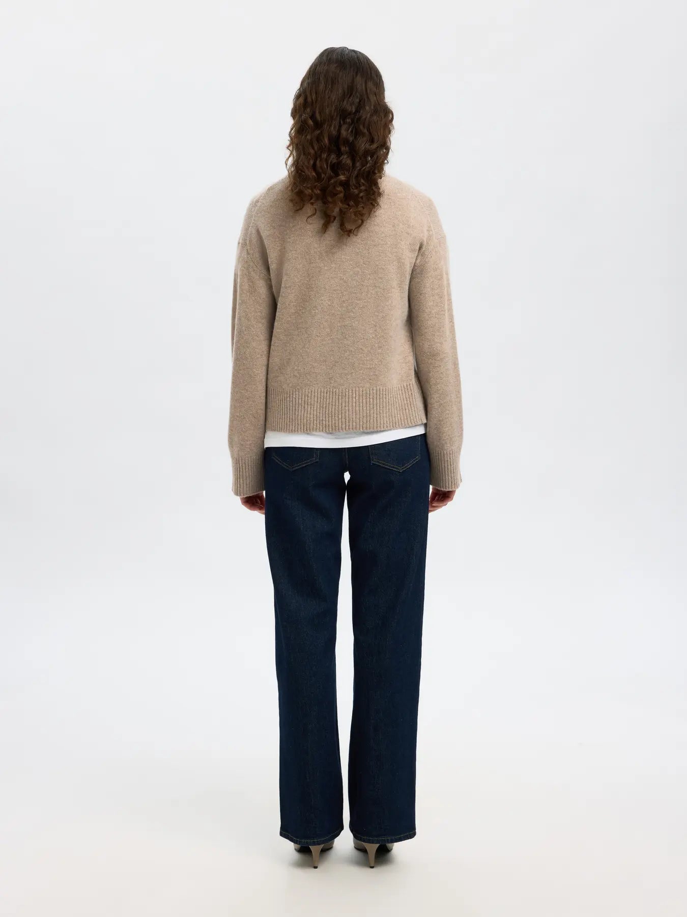 Cille Cashmere Blend Ls Knit O-Neck - Irish Cream