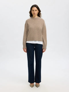 Cille Cashmere Blend Ls Knit O-Neck - Irish Cream